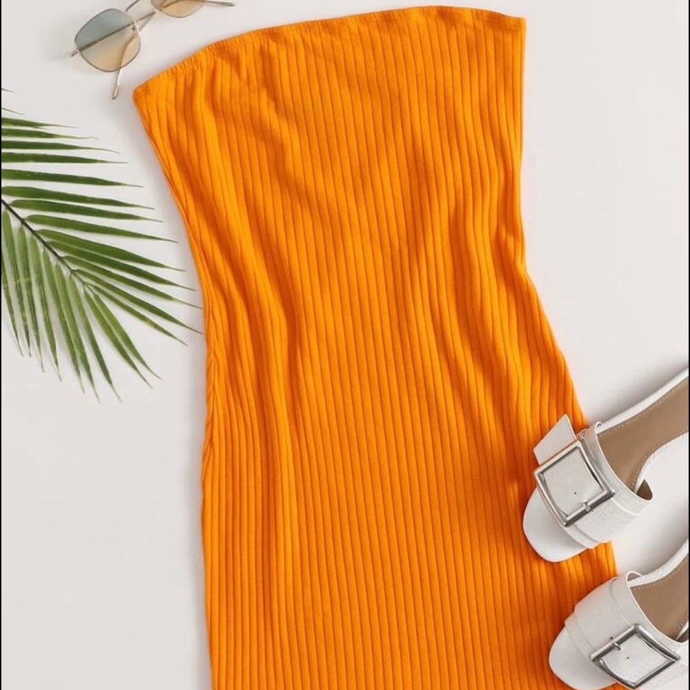 Orange Strapless Dress